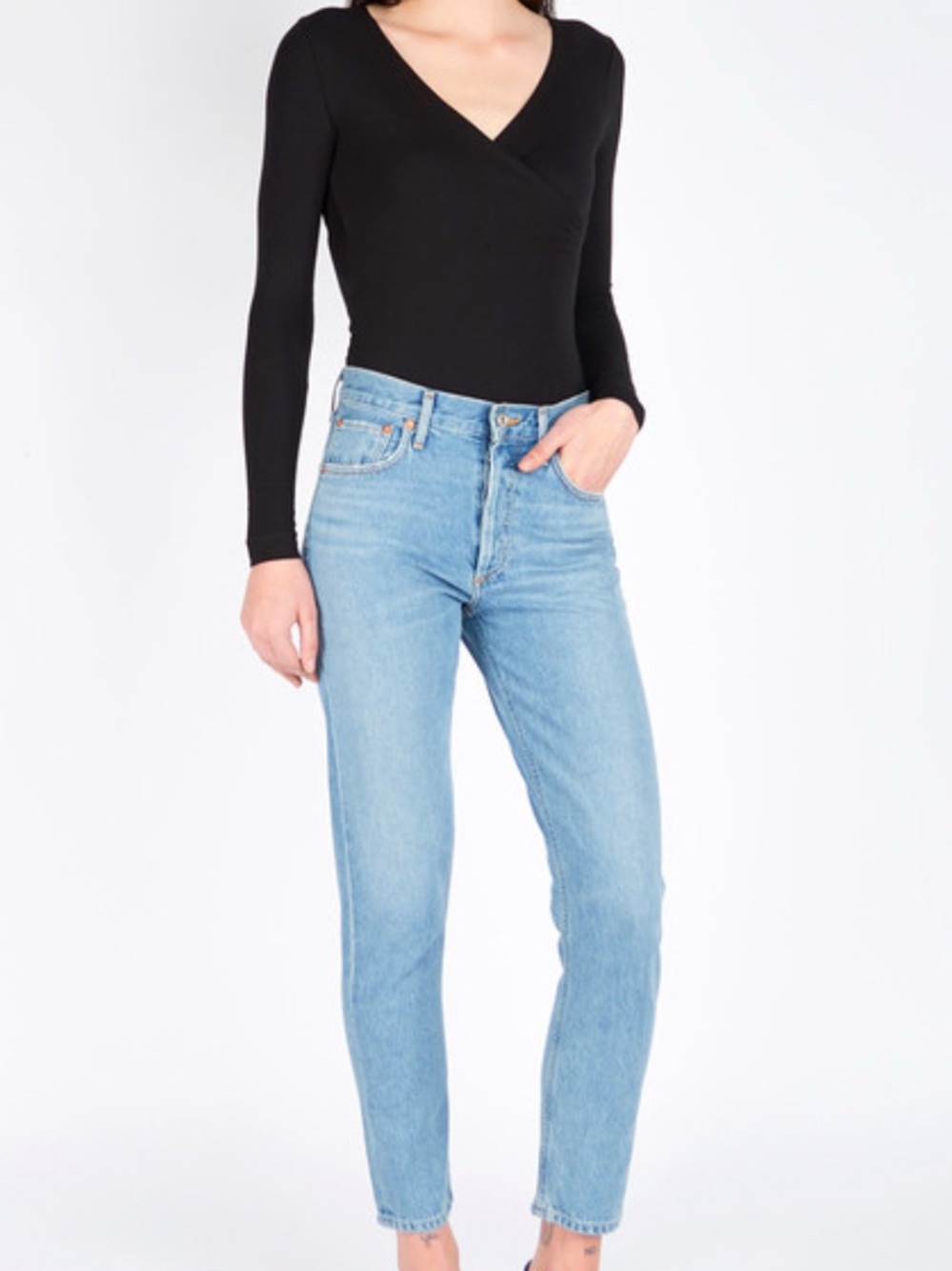 Agolde Light Blue High-Rise Straight Jeans